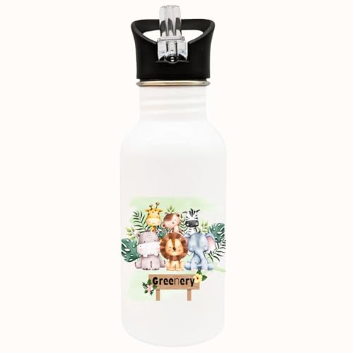 Personalisierte Trinkflasche mit coolen Dschungeltieren | Thermosflasche für Kinder | Handveredelt von ManufakturZauber