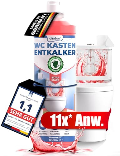 Qindoo Spülkasten WC Entkalker Toilettenspülkasten, Extra starker Kalklöser für Aufputz und Unterputz WC Kästen auch bei starken Kalk Krusten der Spülkästen Mechanik, 1 Liter