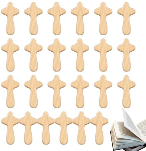 Shurzzesj Handkreuz im Taschenformat, Holzkreuz, kleine Holzkreuze in Großpackung, haftendes Kreuz zum Anpassen in Ihre Hand, Palmenkreuz zum Beten