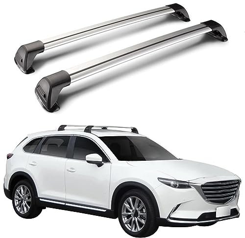 CCLXWY Barres de Toit pour Mazda CX-9 2016-2020 Galerie de Toit pour Voitures Porte-vélos Coffres de Toit Porte-Bagages Rails de Toit Intégrés Pré-assemblé avec Serrure,B