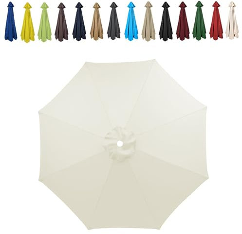 HonunGron Sonnenschirm Ersatzbezug 2m/2.7m/3m 8 Streben/6 Streben,UV-Schutz Patio Umbrella Cloth Cover Für Outdoor Terrassenschirm Strandschirm Sonnenschirm (2.7m/8 Ribs,Beige)