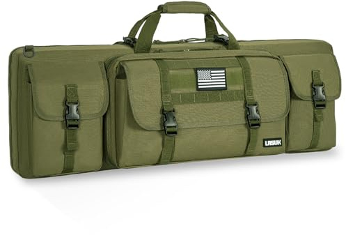 LASUK 42 Double Rifle Case, GLong Double Rifle Gun Bag for Firearm Storage and Transportation, Perfect for Indoor/Outdoor Shooting (Green)