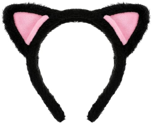 Dimeho Söta kattöron hårband, kattöron pannband katter tecknat hårband tvättansikte plysch hårprydnad för cosplay kostym fest musikfestivaler kostym fester temafester