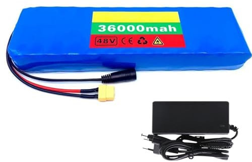 48V 36Ah Rechargeable Li-ion Battery Pack XT60 Interface Portable 13S2P Electric Bicycle Lithium Battery with Charger XT60