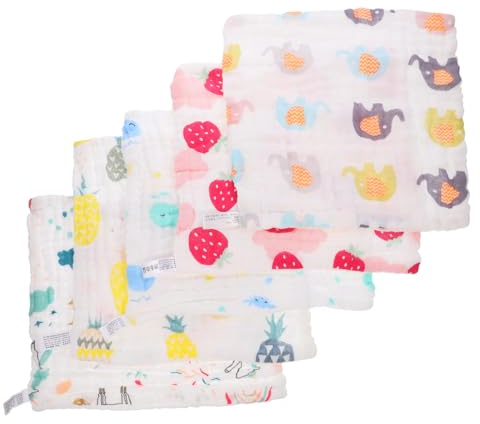 Abaodam 5piezas Toallas De Algodón Para Bebés Paquete De Paños Multifuncionales y Absorbentes Para Cuidado Infantil