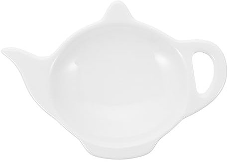 WATIIFUFU Large White Ceramic Tea Bag Coaster and Seasoning Dish Multi-function Decorative Tea Tray Home Accessory and Household Use