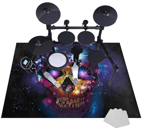 JaevKwzy Professioneller Drum Teppich 200 x 180 cm, Schlagzeug Teppich, rutschfeste Drum Rug, Schallschutz Trommelmatte, Professionelles rechteckiges elektronisches Jazz Schlagzeug Kit