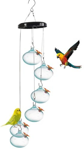 Kolibri-Futterspender, Kolibri-Wasser-Futterspender, Kolibri-Trink-Futterspender, Set mit 6 Outdoor-Windspielen, Kolibri-Futterspender, Baum-Fensterhalterung, einfaches Befüllen, Vogelfutterspender