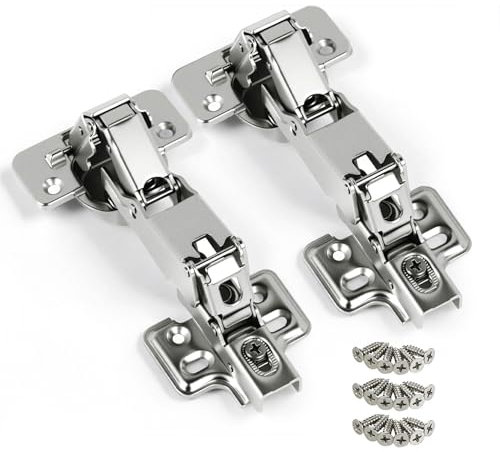 Anstore 2 Cerniere per Ante Cucina, Cerniera Grandangolare Angolo di Apertura di 165° con 18 Viti 7x16mm Per Mobili e Armadi Chiusura Morbida, Cerniere a Sovrapposizione Completa per Porta ﻿