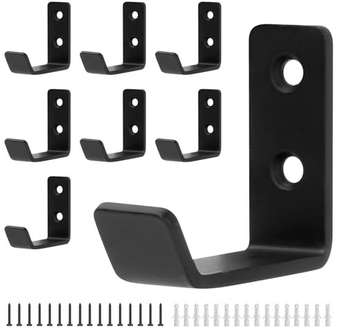 8 Pcs Black Coat Hooks Wall Mounted, Metal Single Door Robe Wall Hooks for Hanging Clothes Coat Hat Bag Cup Key Hook, in Bedroom Bathroom Kitchen Living Room Hallway(Small)
