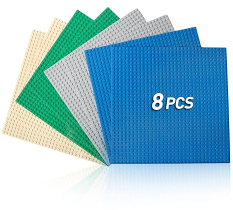OulQinyhome Classic Base Verde set di 8 Base Pannelli Compatibili Piattaforma per Classic 25,5 x 25,5 cm Piastre di Base Multicolore per tavoli attività mattoncini e tutte le marche principali