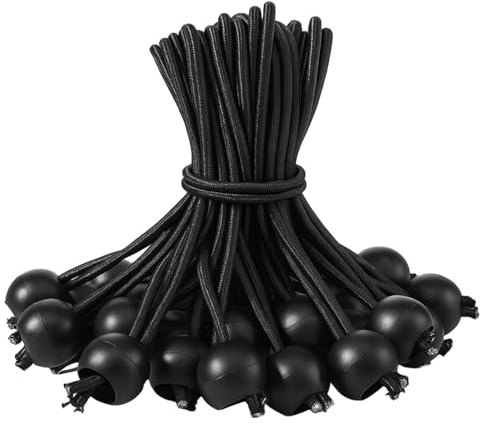 nuoshen 30 Pcs Black Tarpaulin Bungees Balls Tarp Bungee Cord for Banner, Tarpaulins, Pavilions, Tents, Tent Bungee Hooks, Tarpaulin Holder, Flag Poles