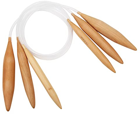 TOPINCN Circular Knitting Needles with Cable, Round Braided Needle Bamboo Transparent Crochet Knitting Tool 15mm 20mm 25mm 3 Sizes Jumbo Needles for Handmade Knitting Weaven