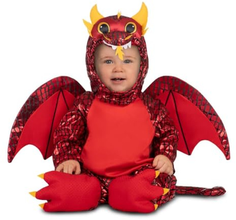 My Other Me - Costume da drago rosso unisex con cappello, scimmia, ali, coda e scarpe taglia 7-12 mesi. Scopri il mondo fantastico con ogni movimento