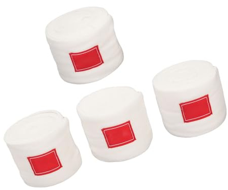 Asixxsix Pferdebeinbandagen, Premium-Fleece mit Verstellbarem Verschluss für den Täglichen Einsatz Im Stall und Beim Reiten (White)