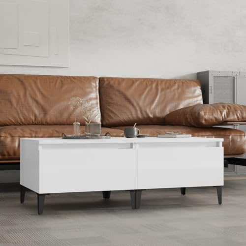 Sophrelle Mesas auxiliares 2 uds contrachapada Blanco Brillo 50x46x35 cm Blanco,819521