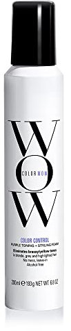 COLOR WOW Color Control + Toning Foam For Blonde Hair – Eliminates Orange and Brassiness; No Stains; No Alcohol; Purple Tinted Leave In Toning Foam Lightens Hair in One Use; Silky, No Crunch Volume