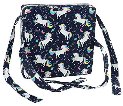 Chickwin Chickw1 Sitzerhöhung Stuhl, Kinder Sitzkissen Sitzerhöhung Stuhl Cartoon, Tragbar Sitzkissen Verstellbar Zerlegbar Esszimmerstuhl ErhöHen Pad Esszimmer Boostersitze (32.5x32.5x8cm,Navy blau)