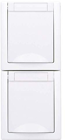 Aufputz Feuchtraum Steckdose 2-fach senkrecht IP54 Modell Pacific weiß