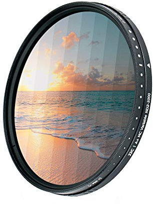 JJC 58mm Variable ND Filter (ND2 - ND2000) Adjustable Neutral Density Lens Filter, 18-Layer Coating, HD Optical Glass, for DSLR Camera Lens Landscape Photography