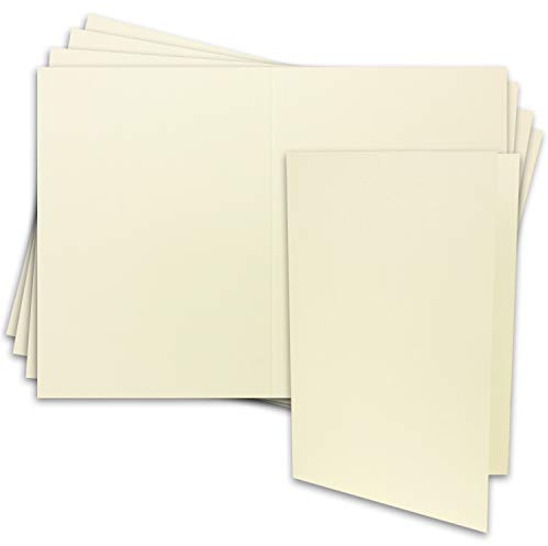 25x große DIN A4 Klappkarte in Vanille (Creme) - 21 x 29,7 cm - XXL Karte blanko 240 g/m² zum Basteln und Selbstgestalten - FarbenFroh