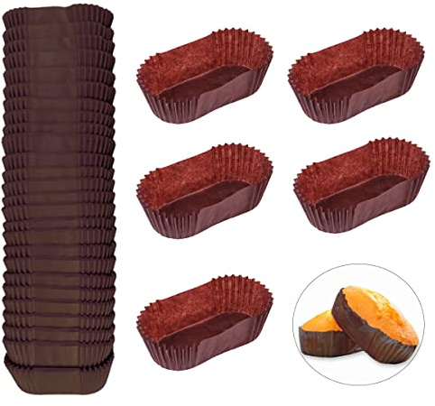 DOERDO - 1000 moldes de papel para hornear para pan, antiadherentes desechables para pasteles, aperitivos, magdalenas, marrón