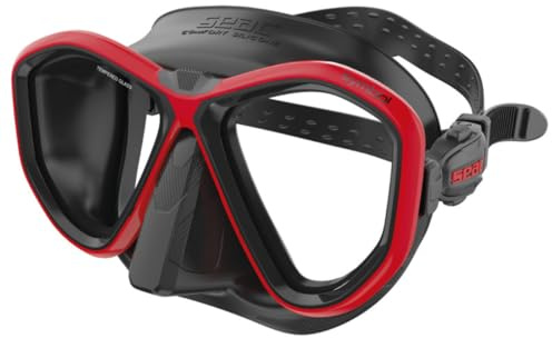 Seac Symbol, Made in Italy Zweiglas-Tauchmaske mit Einer 3D-Schnalle direkt am Maskenkörper