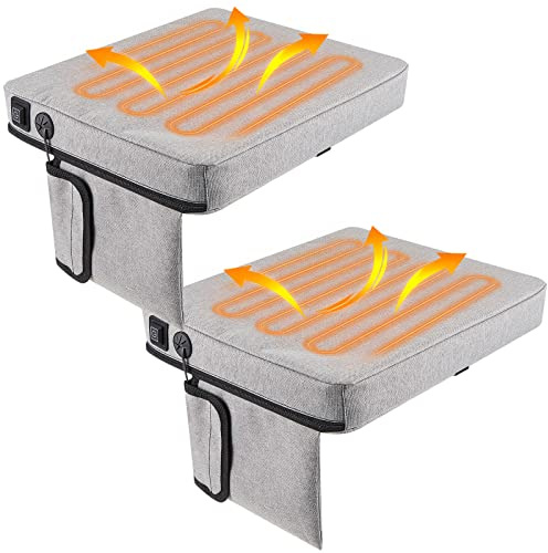 2 Pcs Portable Heated Seat Cushion Stadium Bleacher Heated Seat USB Battery Powered Heating Pad for Outdoor Camping Office Boat Park, Power Bank Not Included