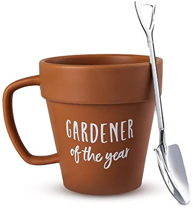 Upper Midland Products Gardner Tasse Kaffeepflanze Neuheit Keramik Tasse & Schaufellöffel Geschenke für Gärtner Frauen, Mann, Feiertage, Geburtstagsgeschenke