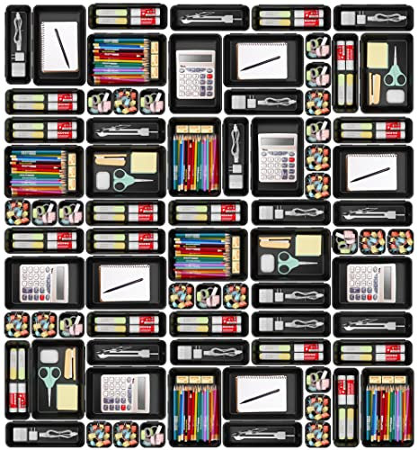 A-LuGei 𝟰𝟮𝗦𝘁𝗸 Schwarz Werkzeug Schubladen Organizer Badezimmer, Schminktisch Organizer Make Up, Schreibtisch Schubladen Ordnungssystem Büro Zubehör Werkzeug Box