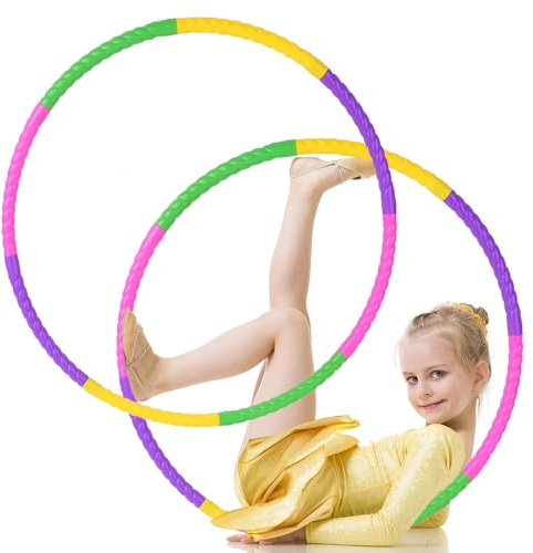 Aoreun Hula Hoop, 2 Packs Hoola Hoop de Ejercicio Desmontable y Ajustable Neumáticos Hula-Hoop para armar Hula Hoop Fitness para Gimnasia, Baile, Juegos, Adelgazar para Niños y Niñas