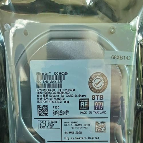 MIDTY Disco duro para disco duro interno de 8 TB de 3,5 pulgadas SATA 256 MB 7200 RPM para disco duro de clase empresarial para disco duro 1WMVC 01WMVC HUS728T8TALE6L0