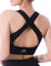 CLDFHX Damen Sport BH Kreuz Rücken Nahtlos Ohne Bügel Bequem Sport Top Crop Gym BH mit Kreuzträgern für Yoga Workout Fitness, Schwarz, L