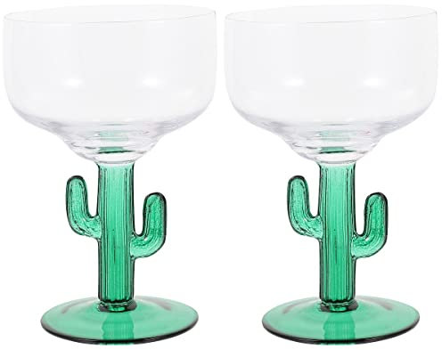 HEMOTON 2pcs Creative Cactus-Shaped Wine Cup Glass Drinking Cup for Home Decor Lovely Cactus Designed Goblet for Everyday Use As Desktop Decor Item