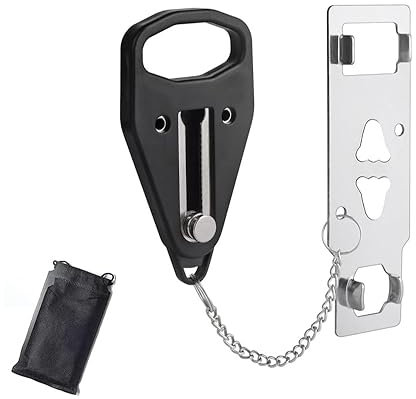 Voarge 1 Piezas Cerradura de Puerta Portátil, Agregar cerradura adicional para mayor seguridad y privacidad, para Escuela Hogar Apartamento Hotel Motel, Negro