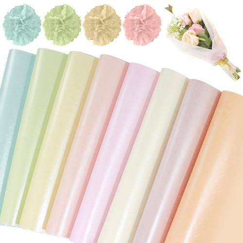 Coicok 160 Feuilles de Soie, 21x30cm D'emballage Cadeau, Coloré pour Mariage, Fleurs, Pompon, Artisanat Bricolage (8 Couleurs)