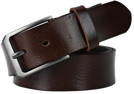 CALIYO Gürtel Herren, Ledergürtel Herren aus Rindsleder Belt Men Metall Retro Jeansgürtel, 3.8cm Breit Länge kürzbar Herrengürtel