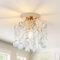 Rayofly Moderne Lustre Cristal, Plafonnier Cristal Salon, Plafonnier Or Salon, Plafonnier Verre Moderne Plafonnier Cristal pour Chambre, Cuisine, Hall, Chandelier Living Room