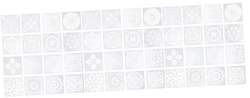 SEWACC 48stücke Teiliges Mandala Blütenmalvorlagen Wiederverwendbare Schablonen Für Kreative Malwerkzeuge Für -projekte Für Jungen Und Mädchen Weiß