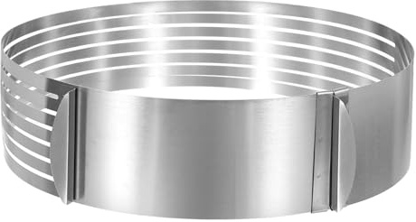 HARFINGTON Cake Leveler Slicer Stainless Steel Adjustable Round Cake Cutter Ring 7 Layered 9-12 Inch for Baking Cutting and Slicing Cakes