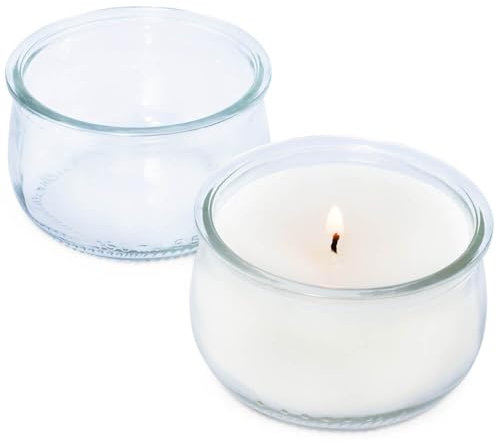 Pack de 8 Vasos de Cristal Yogur para Manualidades DIY | Resistentes y Reutilizables | Ideal para Velas Aromáticas I 150 ml - Pack de 8