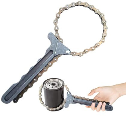 Bsbkoj Kettenölfilter-Entfernungswerkzeug, Schwerlast-Kettenschlüssel, Einstellbarer Ölfilter-Kettenschlüssel, Kohlenstoffstahl-Kettenölfilter-Werkzeug, Ölfilter-Entfernungsschlüssel,