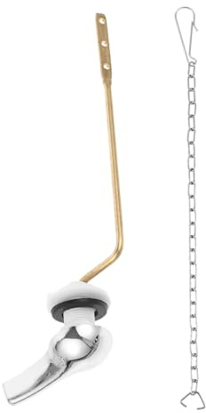 HOMSFOU 1set Toilet Handle Replacement Kit Side Mount Flush Lever with Durable Stainless Steel Chain User-Friendly Installation for Toilet Tanks Smooth Flush Action for Home Commercial Use