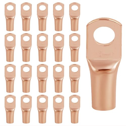 20 Stück Kabelschuhe – 16mm² Ringkabelschuhe M6 aus Verdicktem Kupfer, Unisolierte SC Crimp-Anschlüsse, Für Elektroinstallation, Industrie und Autoreparatur(Golden, SC16-6)