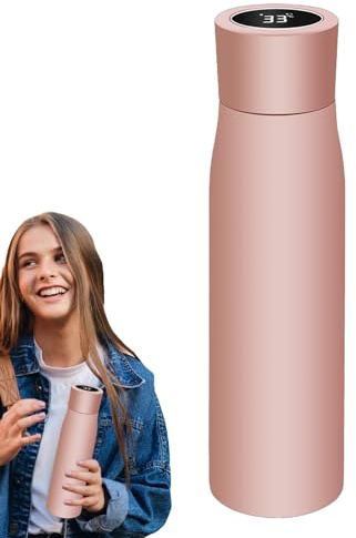 Erinnerung an Trinkwasserflasche, intelligente Wasserflasche mit Erinnerung an Wassergetränk, LED mit Temperaturanzeige und Smart-Wecker, rutschfester Boden, Mund