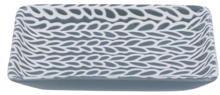 Gisela Graham Ceramic Trinket Dish, Grey Leaf Pattern, Small