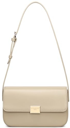 David Jones - Damen Kleine Umhängetasche - Schultertasche Feste PU Leder - Handtasche mit Klappe - Crossbody Bag Tasche für Alltag - Modisch Elegant Stilvoll Abendtasche Arbeit Freizeit - Beige
