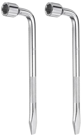 QUARKZMAN 2 Stück Autoreifen Ersatzrad Radmutternschlüssel 19mm aus Kohlenstoffstahl L-Typ Schlitzend-Hexagon-Steckschlüssel L-förmiges Reifenreparaturwerkzeug für die Fahrzeugreparatur