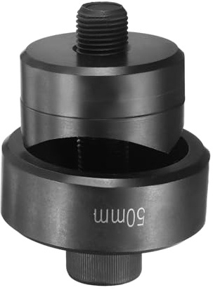 sourcing map Blechstanzer, 50 mm, Lagerstahl, präzises Schneiden, manuelles Ausklopfen, Set für Metall, Stahlplatte, Spüle, Edelstahl, Schwarz