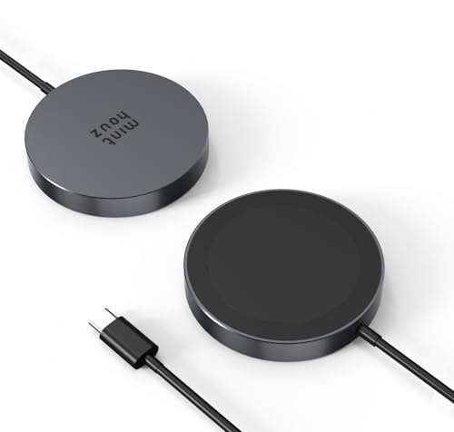 Minthouz kabelloses Ladepad für Samsung,15W MagSafe kabelloses Ladegerät für iPhone 17/16/15/14/13 Serie,Airpods 2/3/4/Pro-Schwarz